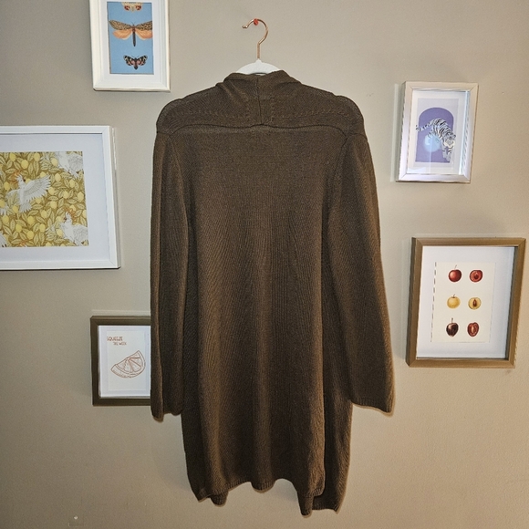 Massimo Dutti Long Olive Green Knit Cardigan - Picture 5 of 7